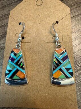 Sterling Silver Dangle Earrings | Inlay